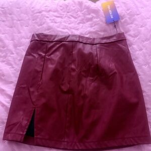 SHEIN Burgundy Faux Leather Skirt